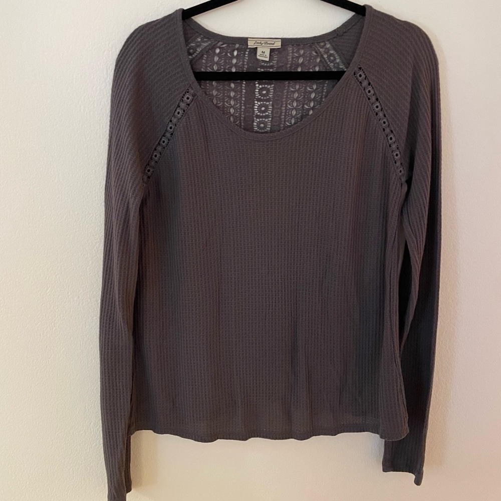 Lucky Brand Gray Thermal with lace detailing M